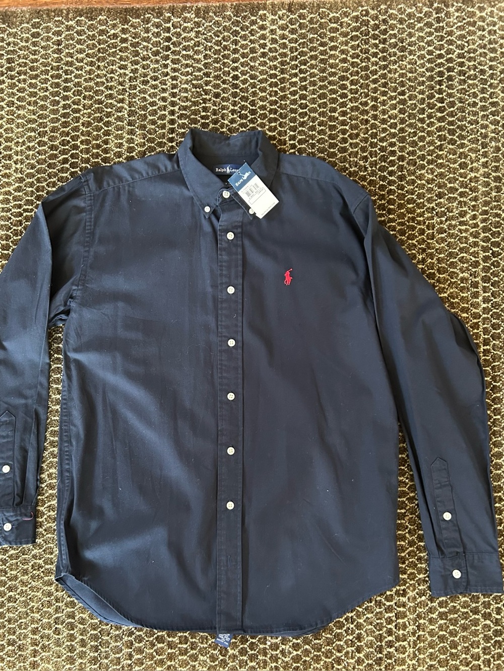 Ralph Lauren Black Button-Down Shirt with Red Pony